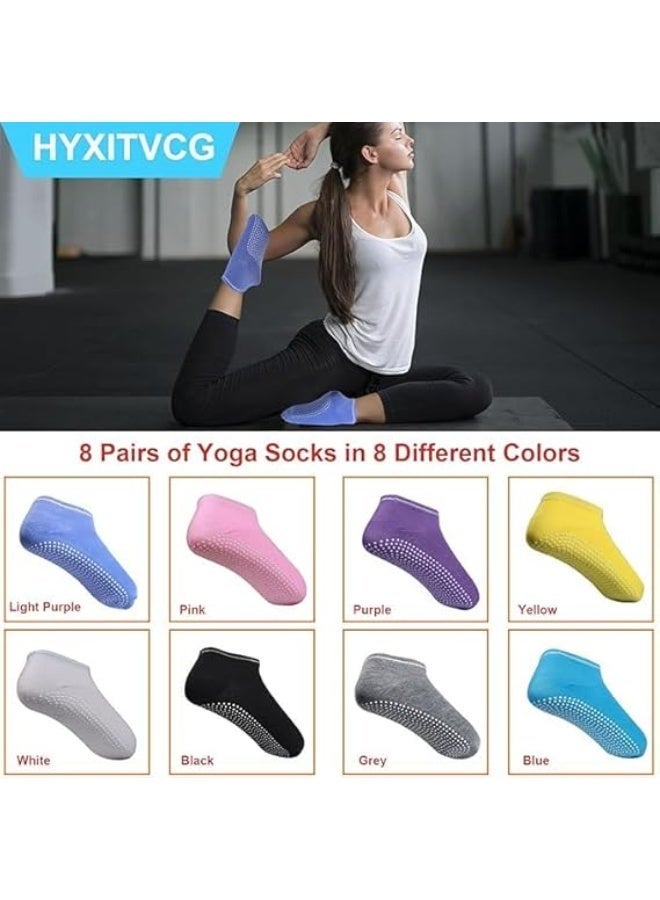 8 زوج من الجوارب المضادة للانزلاق العامة للرجال والنساء مع وسادة ، لليوغا ، بيلاتي ، باري ، المنزل والمستشفى ، جوارب اليوغا ، جوارب النساء مع مقبضات ، جوارب بيلاتي ، جوارب النساء مع مقبضات ، جوارب اليوغا - Image 2