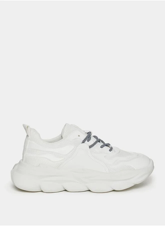 ستايلي Anti Slip Textured Upper Chunky Sole Sneakers