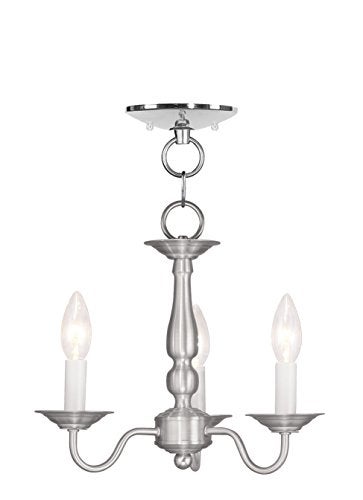 Livex Lighting 5009-91 Williamsburgh 3-Light Convertible Hanging Lantern/Ceiling Mount, Brushed Nickel - Image 5