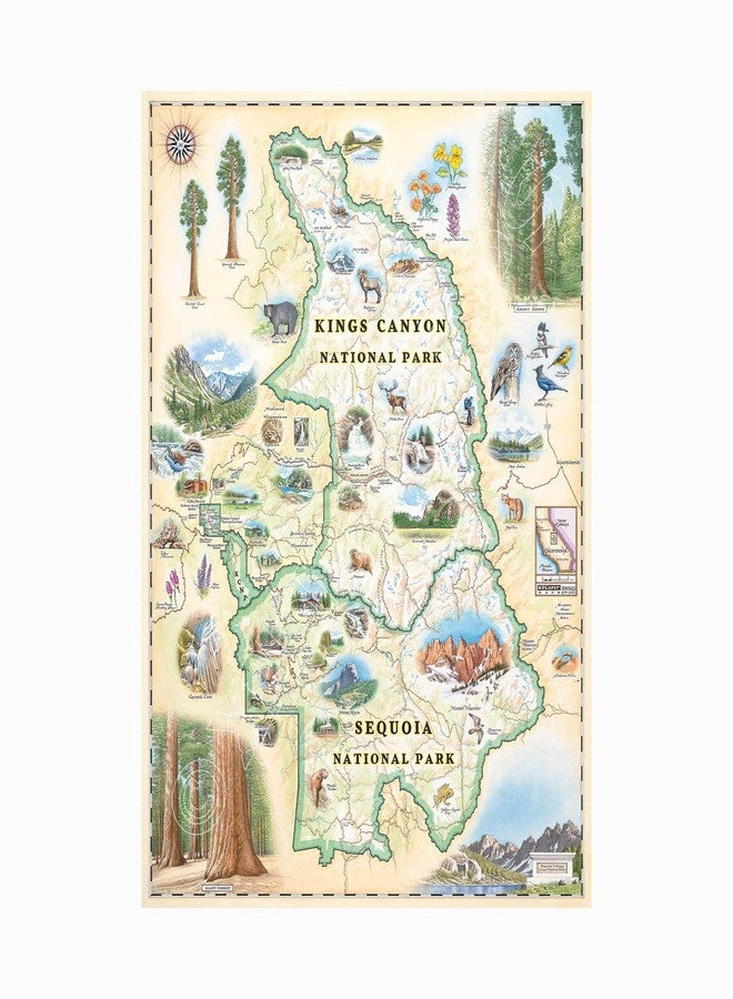 Xplorer Maps Sequoia & Kings Canyon Map Poster - 18x24 Vintage-Style Lithographic Print with Soy-Based Inks - Made in USA - Image 1