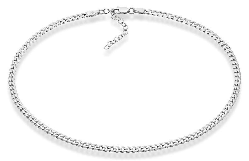 Miabella 925 Sterling Silver, 18K Gold Plated Figaro, Beaded Singapore, Sparkle, Cuban Link Chain, Choker Necklace for Women Made in Italy (SI, Cuban 3.5mm, Length 13 Inches) - Image 1