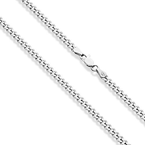 Miabella 925 Sterling Silver, 18K Gold Plated Figaro, Beaded Singapore, Sparkle, Cuban Link Chain, Choker Necklace for Women Made in Italy (SI, Cuban 3.5mm, Length 13 Inches) - Image 2