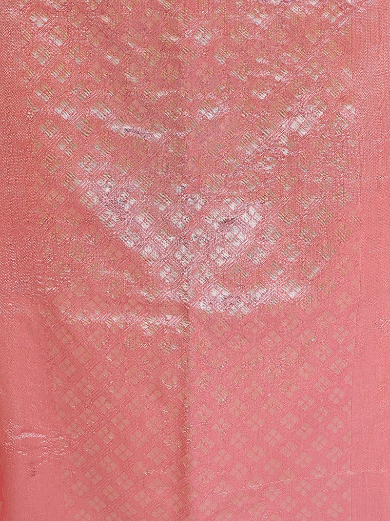 Satrani Women's Silk Blend Weaving Saree with Unstitched Blouse Piece (4088S212N_Light Pink1) - Image 5