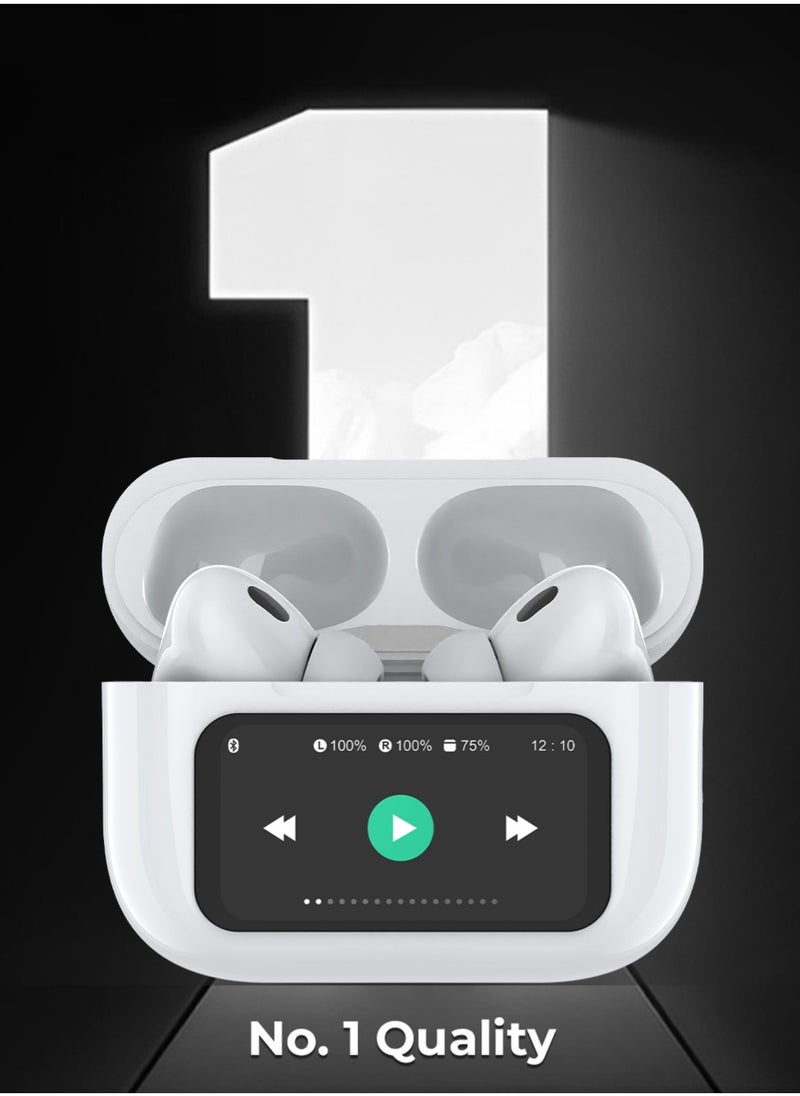 glassology - GTA4 PRO Truly Wireless Earbuds with Display Active Noise Cancelling Thumping Bass Multi Mode 5H Playtime Wireless Magsafe Charging Customized Sound Gaming Mode - Image 1