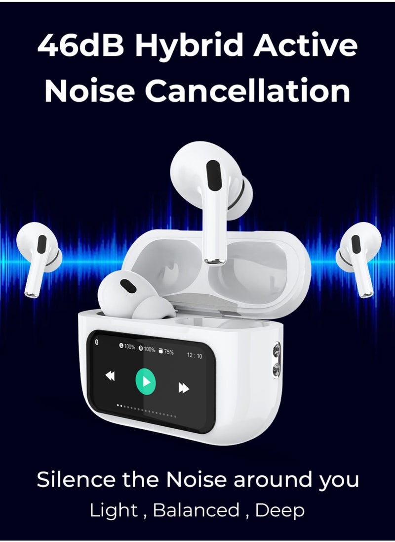 glassology - GTA4 PRO Truly Wireless Earbuds with Display Active Noise Cancelling Thumping Bass Multi Mode 5H Playtime Wireless Magsafe Charging Customized Sound Gaming Mode - Image 1