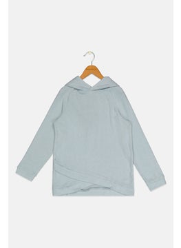 R&R Kids Girl Heather Long Sleeve Hoodies, Light Blue  - Image 1