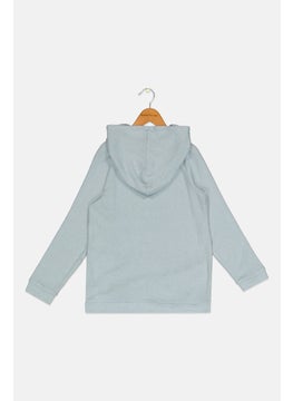 R&R Kids Girl Heather Long Sleeve Hoodies, Light Blue  - Image 2