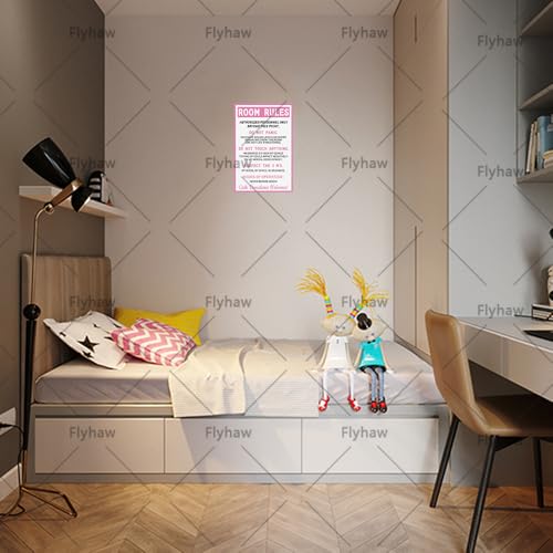 Flyhaw Room Rules Sign For Teen Girls Tin Sign Pink Preppy Room Decor Metal Sign Teen Girl Stuff Cute Teenage Door Sign Girls Birthday Holidays Gift 12x8 Inch - Image 3