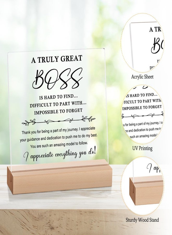 Funnli Boss Gifts for Women Acrylic Plaque - Best Thank You Gifts for Female Boss - Boss Inspirational Gifts with Quotes Appreciation Keepsake - Clear Desk Decorative Sign for Home Office (boss3) - Image 3