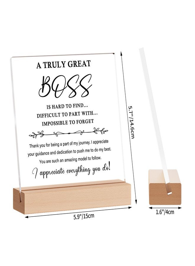 Funnli Boss Gifts for Women Acrylic Plaque - Best Thank You Gifts for Female Boss - Boss Inspirational Gifts with Quotes Appreciation Keepsake - Clear Desk Decorative Sign for Home Office (boss3) - Image 4