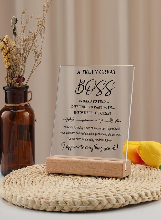 Funnli Boss Gifts for Women Acrylic Plaque - Best Thank You Gifts for Female Boss - Boss Inspirational Gifts with Quotes Appreciation Keepsake - Clear Desk Decorative Sign for Home Office (boss3) - Image 5