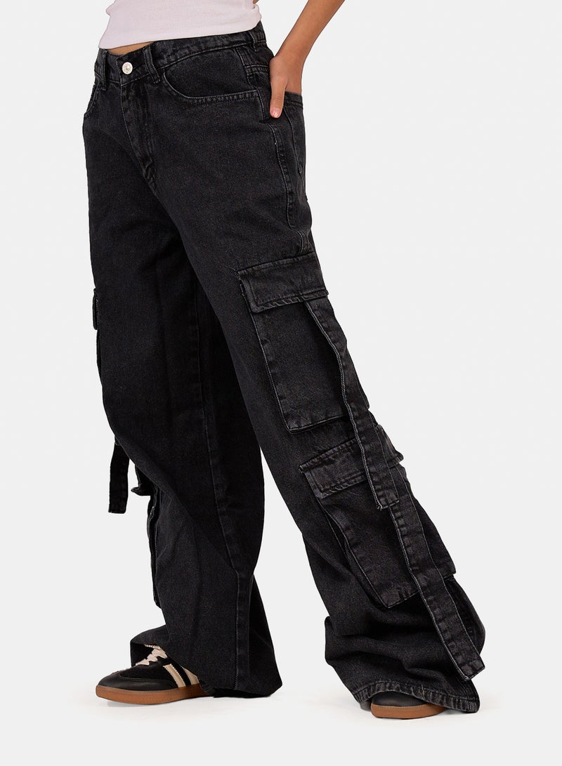 Clue Cargo Jeans with 4 Pockets - Image 2