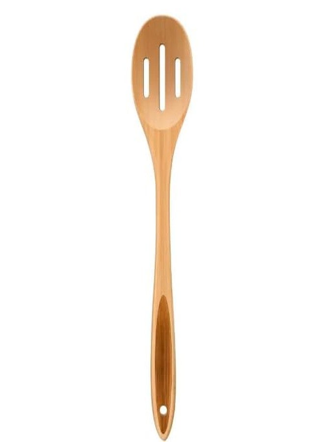 LorisArm Slotted Cooking Spoon, 12.5" Large Bamboo Serving Spoons for Mixing Stirring draining, Wood Slotted Spoon for Nonstick Kitchen Utensils Tableware Wooden Scoop Spoon. - Image 1