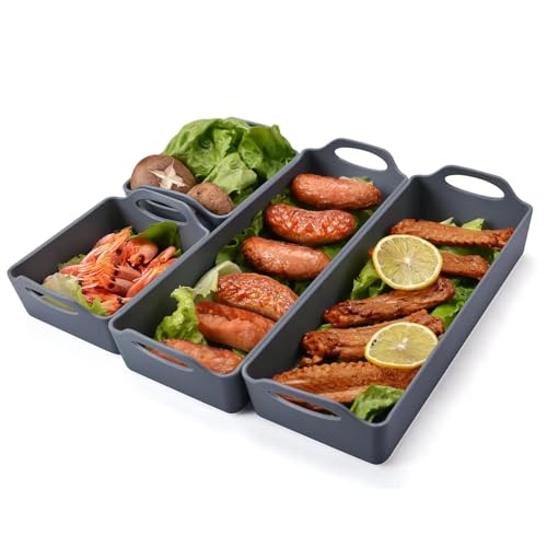 WMM Large Nonstick Bakeware Set Cake Silicone Sheet Pan Premium Baking Pan Dividers Sturdy Heatproof Handles Non Stick Silicone Sheet Pan Set Suitable for Oven Cooking Meal Prep4 Dividers - Image 1