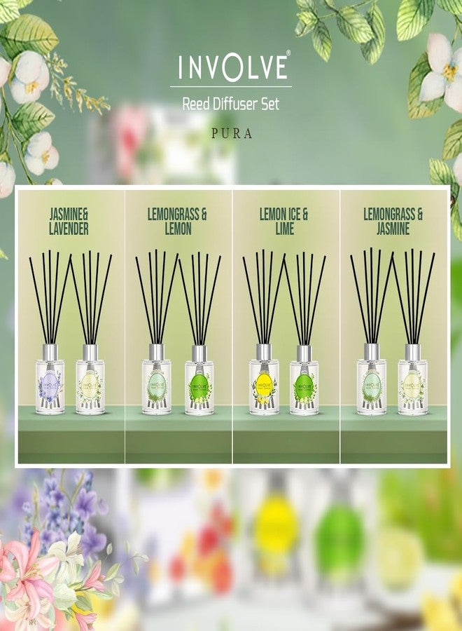Involve your senses Involve Pura Reed Diffuser Set- Lemongrass & Lemon Ice - 120 ml | Oil Diffuser with Free 10 Reed Sticks | Room Freshener for Home, Bedroom | Gifts Set (Pack of 2) | New Home Gift Ideas - Image 5