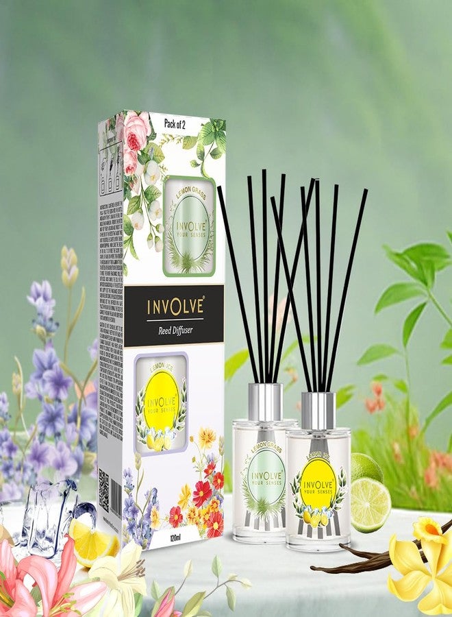 Involve your senses Involve Pura Reed Diffuser Set- Lemongrass & Lemon Ice - 120 ml | Oil Diffuser with Free 10 Reed Sticks | Room Freshener for Home, Bedroom | Gifts Set (Pack of 2) | New Home Gift Ideas - Image 2