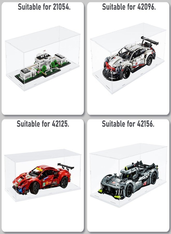 Nynelly Acrylic Display Case for 1/10 Scale Diecast Model Car Thickened Clear Acrylic Display Case for Lego 42156 42125 42096 Display Case for Collectibles Assemble Dustproof Display Box(White Base) - Image 3