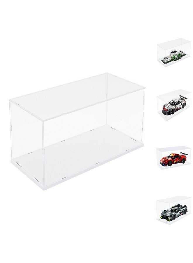 Nynelly Acrylic Display Case for 1/10 Scale Diecast Model Car Thickened Clear Acrylic Display Case for Lego 42156 42125 42096 Display Case for Collectibles Assemble Dustproof Display Box(White Base) - Image 1