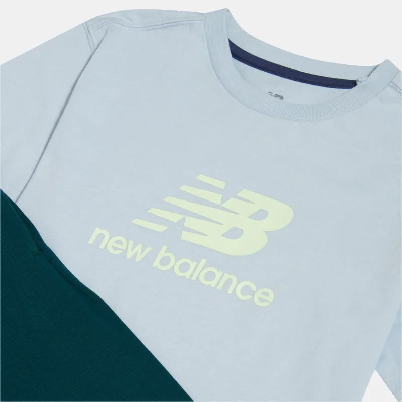 New Balance Blue Kids' Stacked Logo T-Shirt and Shorts Set  | Best Price UAE