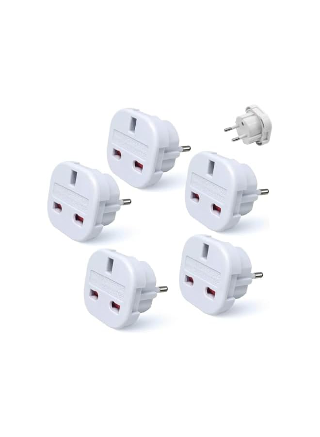 PROMASS 5-Pack UK to EU Plug Adapter, Type G to Type C/E/F, European Travel Adapter for Spain, France, Germany, Italy, Greece, Portugal, Netherlands, and More – 3 Pin to 2 Pin Converter for Europe Travel - Image 2