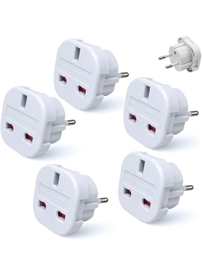 PROMASS 5-Pack UK to EU Plug Adapter, Type G to Type C/E/F, European Travel Adapter for Spain, France, Germany, Italy, Greece, Portugal, Netherlands, and More – 3 Pin to 2 Pin Converter for Europe Travel - Image 1