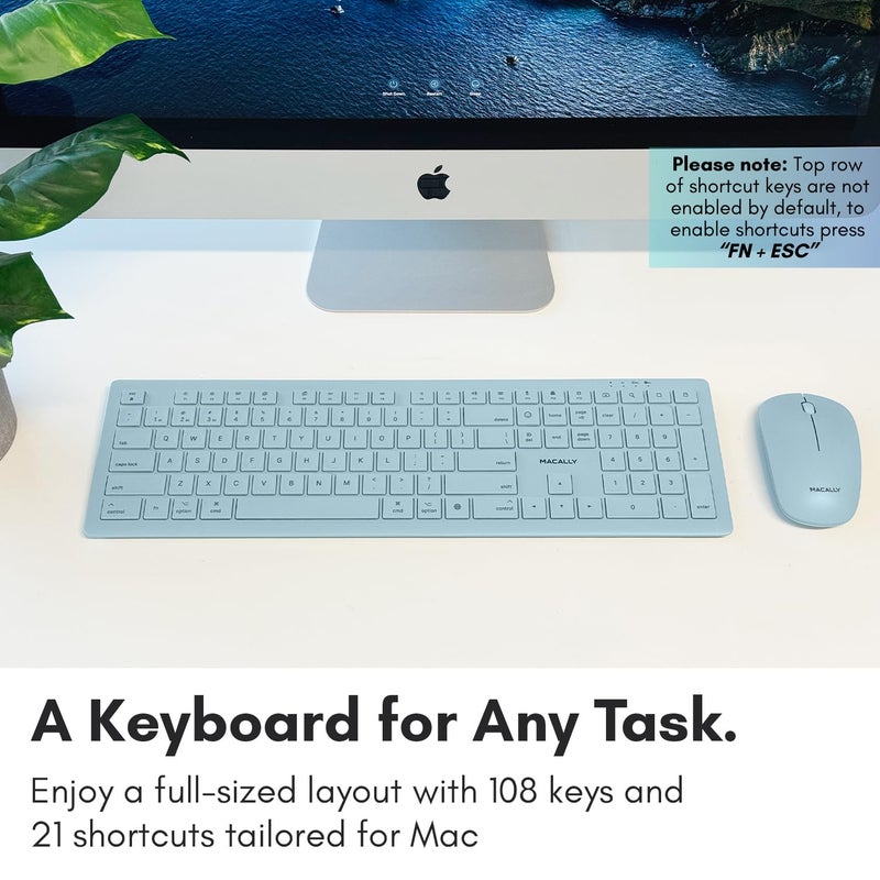 Macally Wireless Keyboard and Mouse Combo for Mac mini/Pro, iMac, MacBook, iPad, iPhone - Compatible Bluetooth Apple Keyboard and Mouse Combo (Multi Device, Rechargeable, Emoji Keys) - Image 4