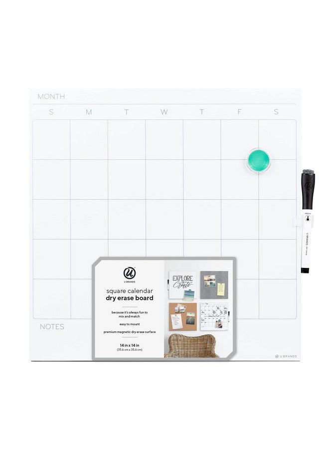 U Brands Square Magnetic Dry Erase Calendar Board 14X14 Frameless Includes Marker And Magnet  - Image 3