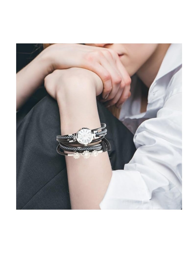 SOLARAE Watches for Women Rhinestone PU Strap Round Dial Quartz Bracelet Ladies Fashion Casual Watch Wristwatch Ladies Watches Women Watch Bangle Watches for Women - Image 2