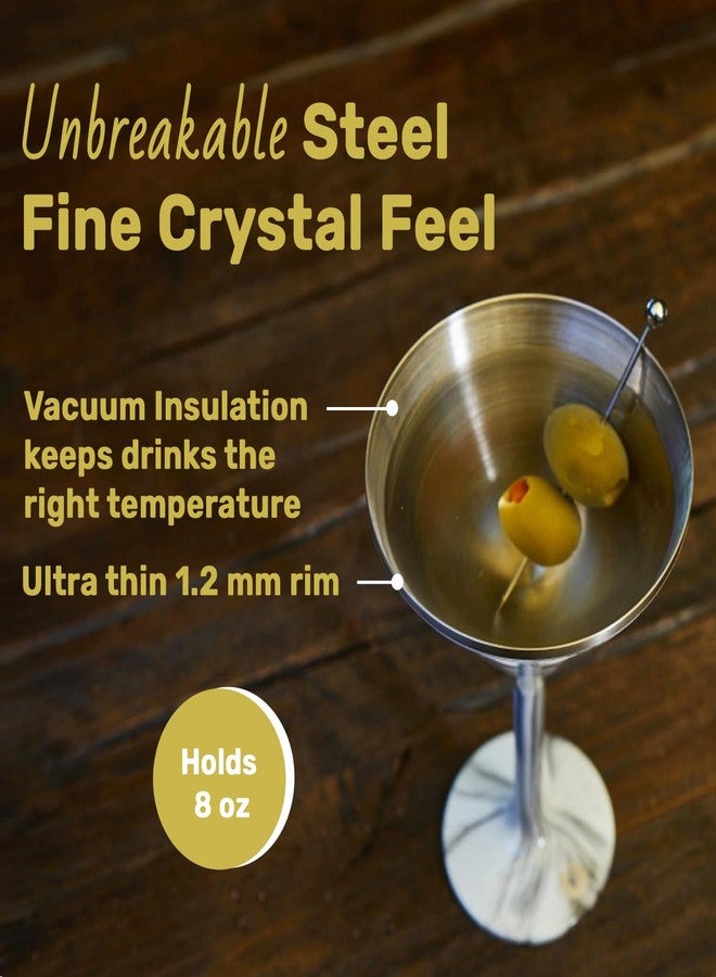 Snowfox مجموعة نيوبورت لأكواب المشروبات الفاخرة، مصنوعة من الفولاذ المقاوم للصدأ المعزول بتفريغ الهواء، أكواب مارغريتا خفيفة الوزن، غير قابلة للكسر وتحافظ على برودة المشروبات، قاعدة مانعة للانزلاق، أكواب كوكتيل، 8 أونصة، لون جوزي داكن - Image 4