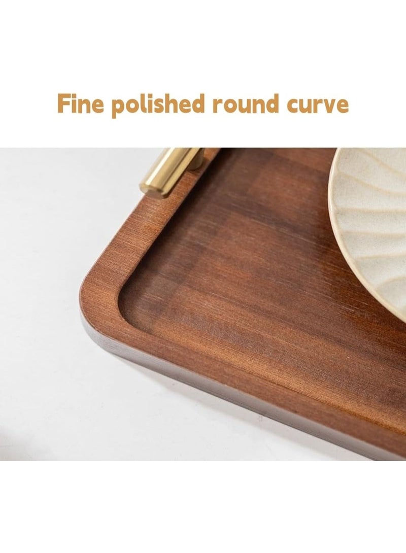 jaexest Bamboo Serving Tray with Metal Handles – Decorative Food Tray for Breakfast, Dinner & Entertaining – Durable Wooden Kitchen & Coffee Table Organizer – 30 x 20 cm - Image 3