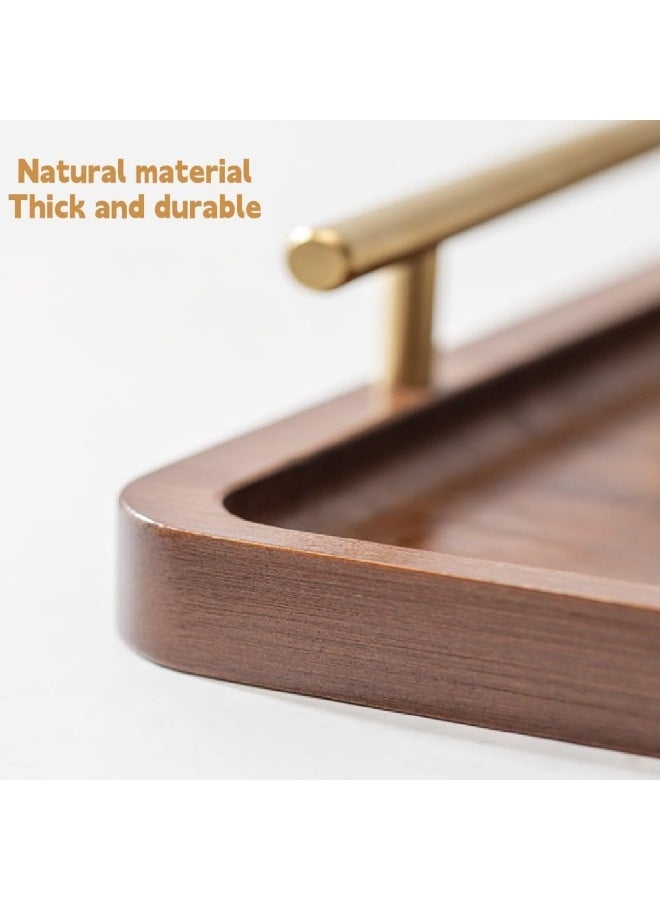 jaexest Bamboo Serving Tray with Metal Handles – Decorative Food Tray for Breakfast, Dinner & Entertaining – Durable Wooden Kitchen & Coffee Table Organizer – 30 x 20 cm - Image 4