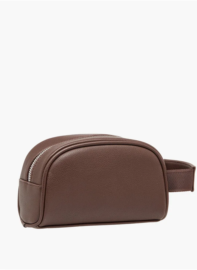 DUCHINI Textured Pouch with Zip Closure and Wristlet Strap