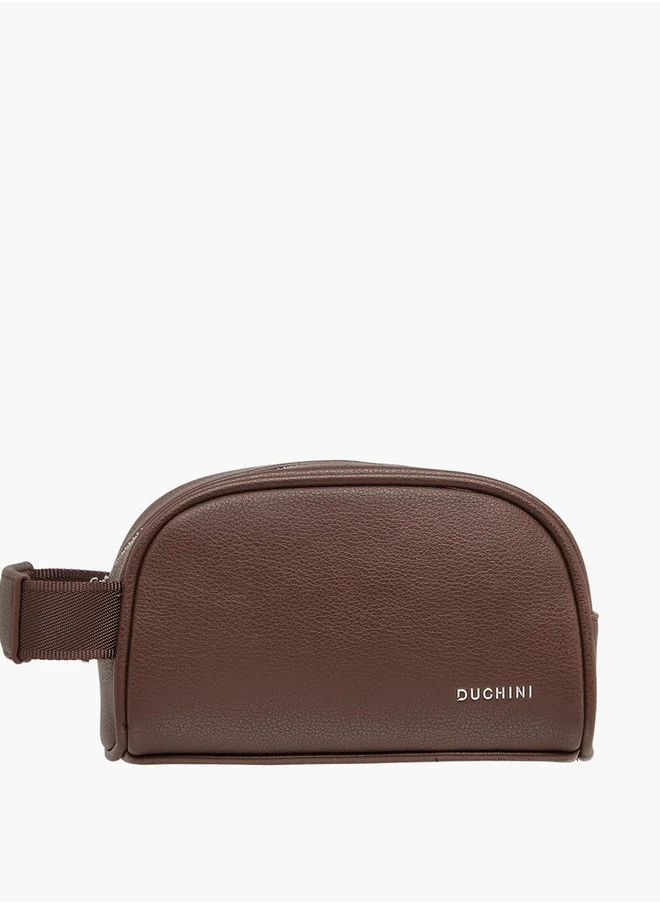 DUCHINI Textured Pouch with Zip Closure and Wristlet Strap