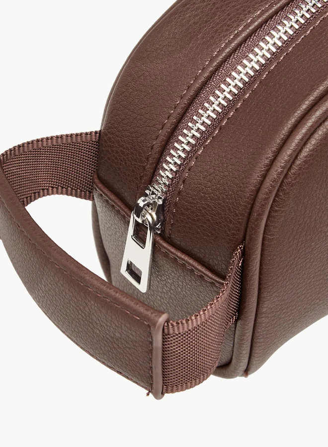DUCHINI Men's Textured Pouch with Zip Closure and Wristlet Strap
