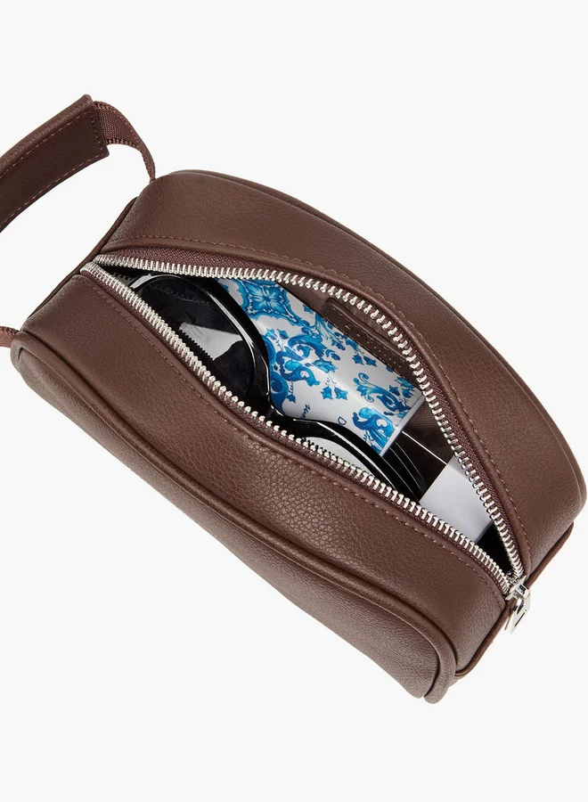 DUCHINI Men's Textured Pouch with Zip Closure and Wristlet Strap