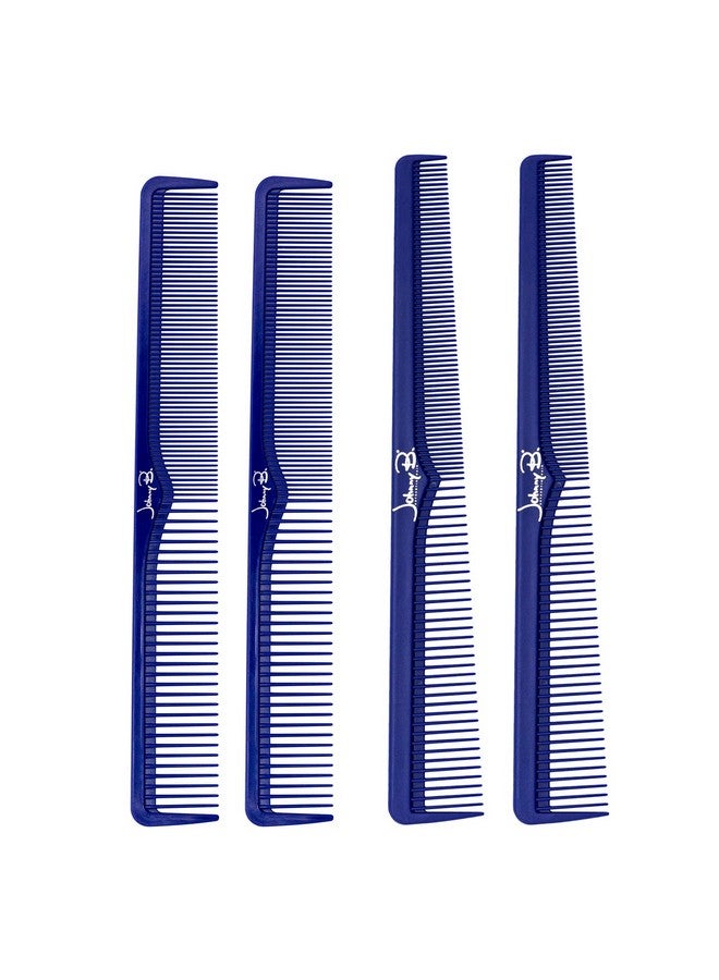 JOHNNY B. JOHNNY B. Professional 4 Pack Carbon Cutting & Styling Combs for Barbers, At-Home Use, Blue - Image 1