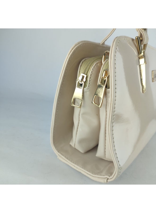 شنطة يد نسائى جلد -بيج - Image 2