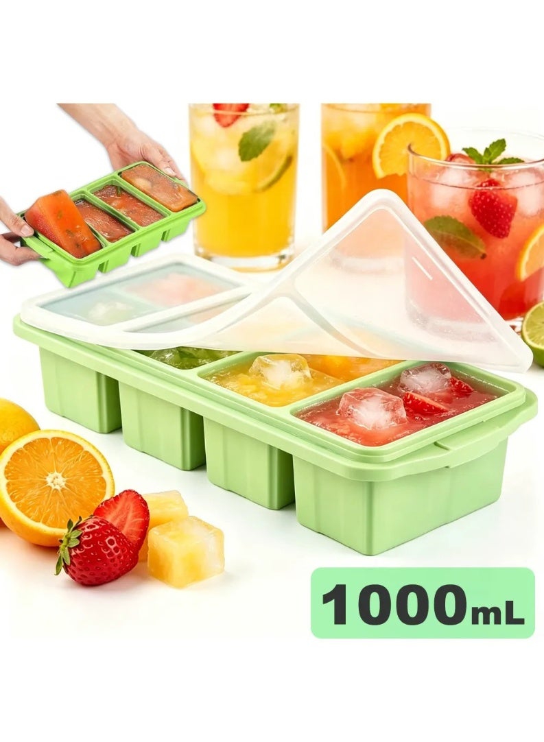 1000ml Large Silicone Ice Tray Mold with Lid for Freezer, Soup, and Food Storage - Image 1