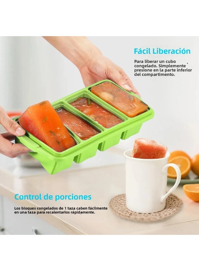 1000ml Large Silicone Ice Tray Mold with Lid for Freezer, Soup, and Food Storage - Image 3
