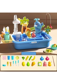 M MIAOYAN Toddler Sand Water Table Toy with Electric Water Pump, Kids Sand Water with Faucet/Food Accessories/Fishing Toy, Fishing Toys for Kids, Beach Toys  - Image 1