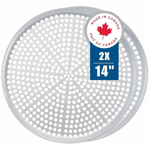 Norjac Pizza Pan with Holes, 14 Inch 2 Pack, Aluminum Pans for Oven, Round, Rust-Free & Heavy-Duty, Perforated Baking Tray for Crispy Crust - Image 1