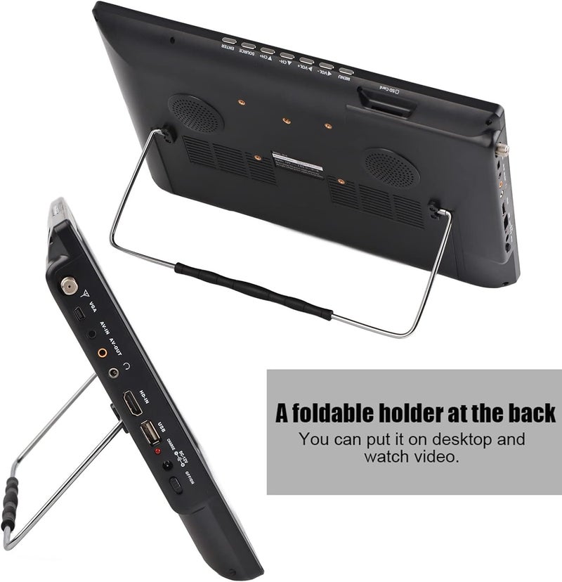 klarako 14in Digital Television, ATSC Portable TV 1080P HD Video Player Built in Rechargeable Battery, Bracket for Home Car Caravan Camping Outdoor Kitchen - Image 5