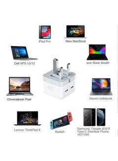 OULIYO USB C Plug, 50W Dual USB C Fast Charger Plug Power Adapter with 2 Hharging Cables (C to C x 1, C to Lightning x 1) for iPhone 16/15/14/14 Plus/Pro/ 14 Pro Max/ 13/12/ 11/ X/Samsung/Pad/Speaker/AirPods  - Image 2