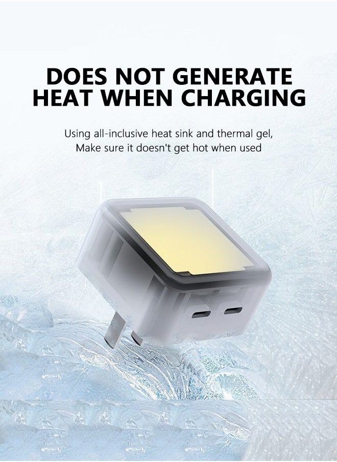 OULIYO - USB C Plug, 50W Dual USB C Fast Charger Plug Power Adapter with 2 Hharging Cables (C to C x 1, C to Lightning x 1) for iPhone 16/15/14/14 Plus/Pro/ 14 Pro Max/ 13/12/ 11/ X/Samsung/Pad/Speaker/AirPods - Image 1