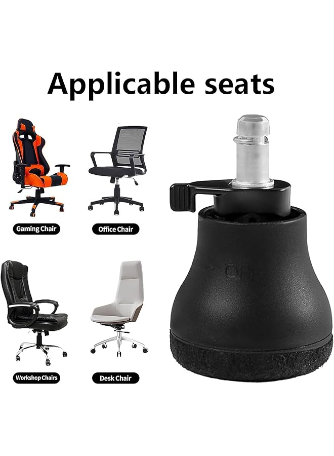 erorex 5 Pack Bell Glides Replacement Office Chair Stool Swivel Caster Wheels To Fixed Stationary Castors For Hardwood Floors Easy Switch Between Wheel Glide And Wheel Stopper Self Adhesive Felt Pads - Image 5