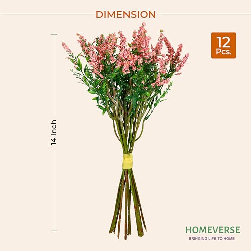 Homeverse Fresh Lavender 12Pcs Lavender Fake Plant 14Inch Height Bouquet, Green Stems Bundled for Decorative Items for Diwali, Home, Room, Office, Bedroom, Anniversary, Deepawali (Pink) - Image 4