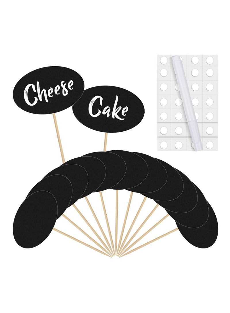 SYOSI Food Labels,50 Pieces for Party Buffet Charcuterie Board Labels Cheese Markers Blank Toothpick Flags Cupcake Topper Buffet Labels Chalkboard for Wedding Birthday Party Decorations Food Labels - Image 1