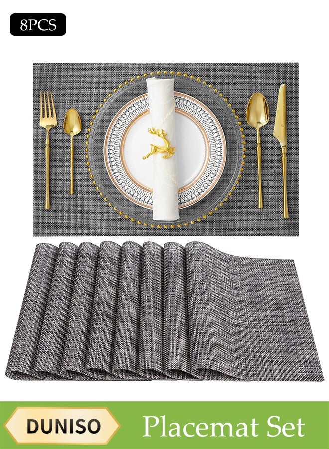 DUNISO 8-Piece Pvc Leather Placemat Set, Square Heat-Resistant And Non-Slip Table Mat, 30 x 45 Cm, Washable, Oil-Resistant, Suitable For Home, Restaurant, Cafe - Image 1