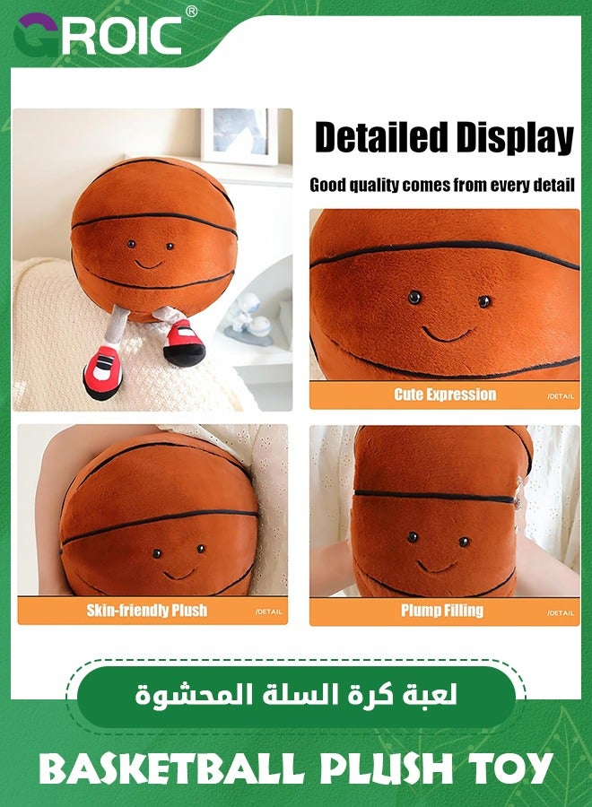 GROIC 12.5" Basketball Plush Toy, Basketball Shaped Plush Pillow, Stuffed Sports Balls Plush Toys, Creative Basketball Plush Doll Plushie Basketball Stuffed Toys for Bedroom Decoration Gift (Basketball)  - Image 3