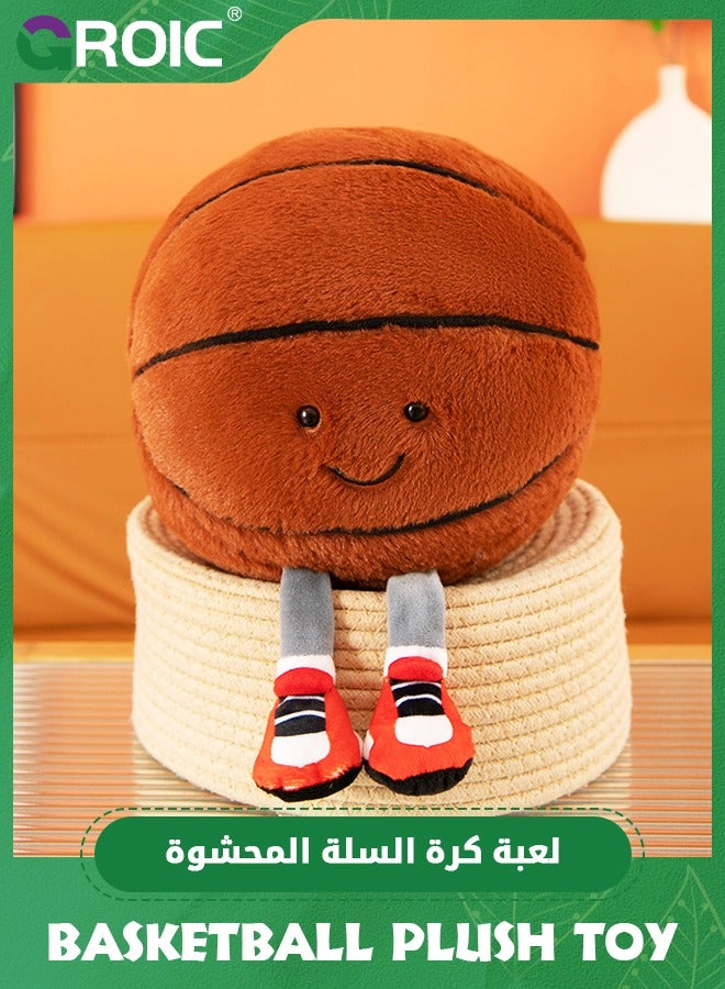 GROIC 12.5" Basketball Plush Toy, Basketball Shaped Plush Pillow, Stuffed Sports Balls Plush Toys, Creative Basketball Plush Doll Plushie Basketball Stuffed Toys for Bedroom Decoration Gift (Basketball)  - Image 2
